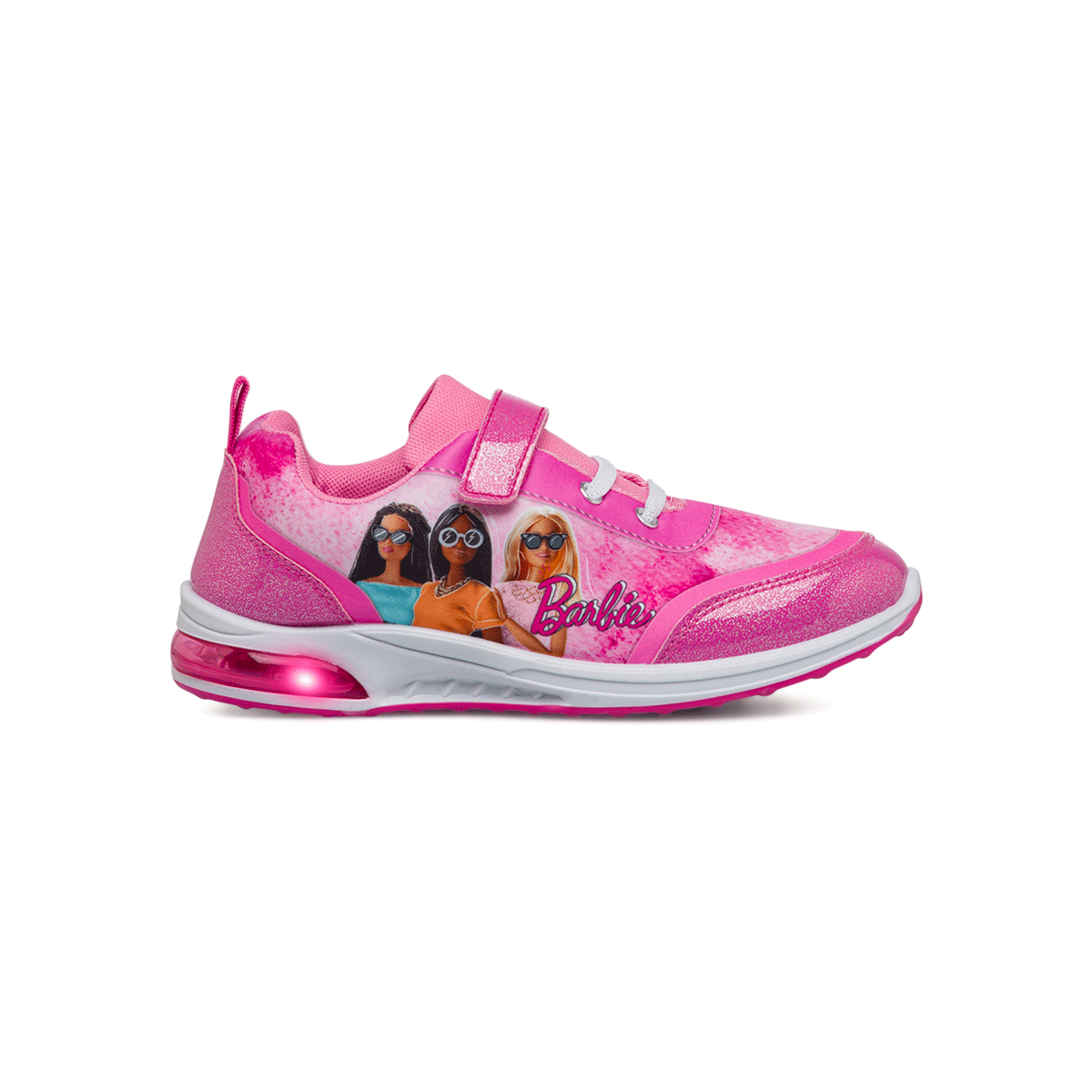 Sneakers fucsia da bambina con luci nella suola e logo Barbie, Bambino Sport, SKU s343500124, Immagine 0
